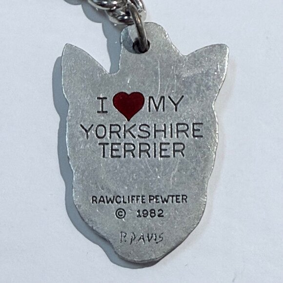 Vintage Yorkshire Terrier Pewter Keychain I Love My Yorkshire Terrier Keyring - Picture 3 of 3